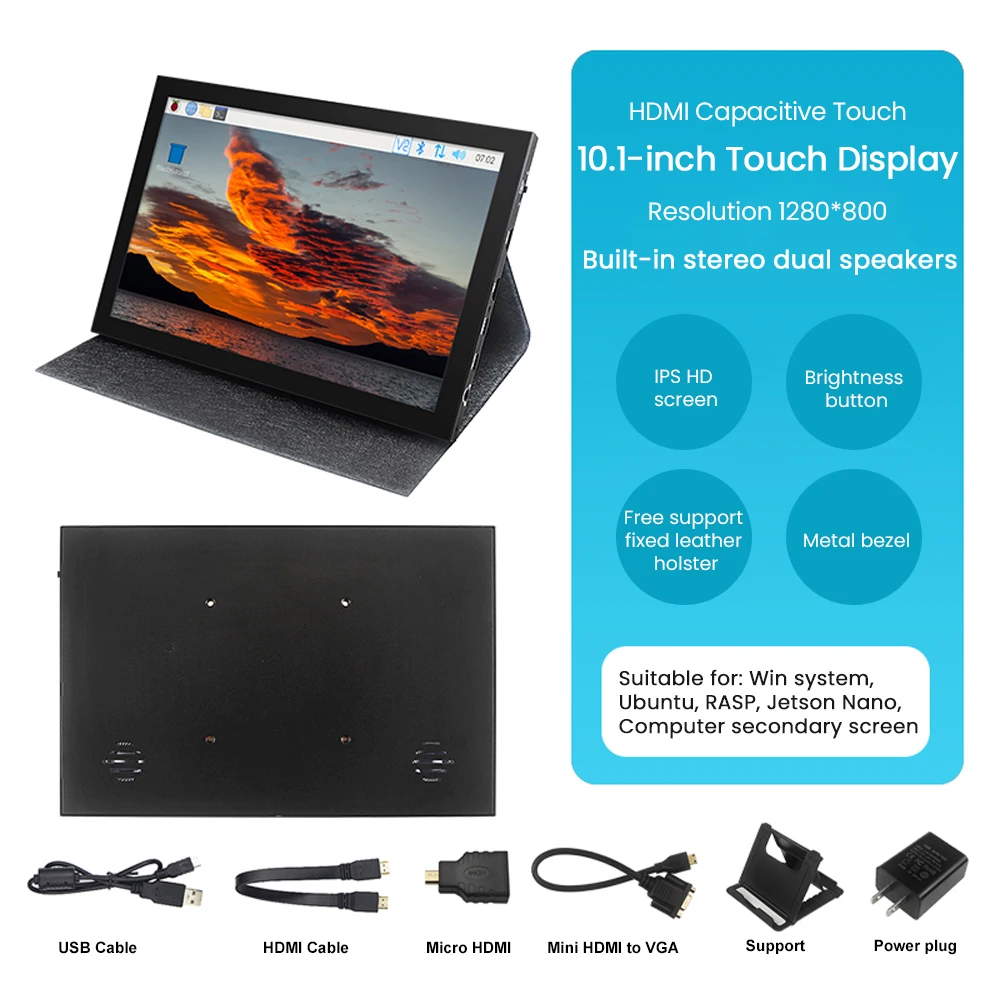 Figure 2 — 2 — A 10.1-inch IPS touch LCD module of the type the DFCD uses, with its HDMI/USB driver board and ribbon. Photo via web search (personal-reference use).